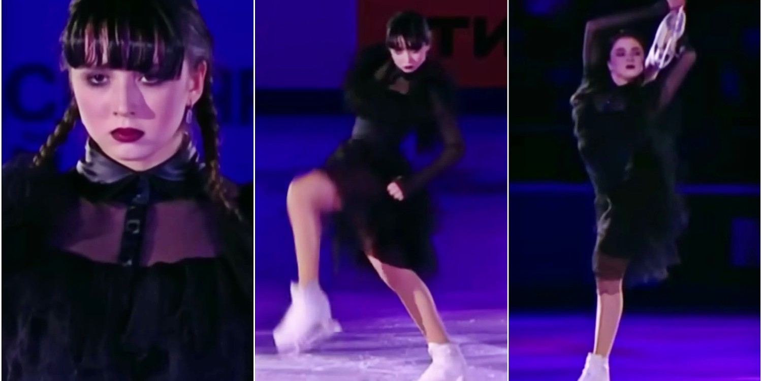 Figure Skater Recreates the Viral Wednesday Dance on Ice